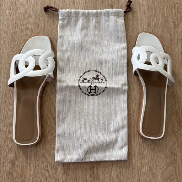 Hermes Shoes - Hermes Elegant White Slide Sandals